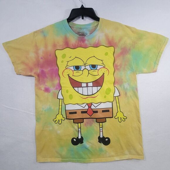 Nickelodeon Other - SpongeBob Trippy Shirt Tye Dye Junior Size Large Yellow Red